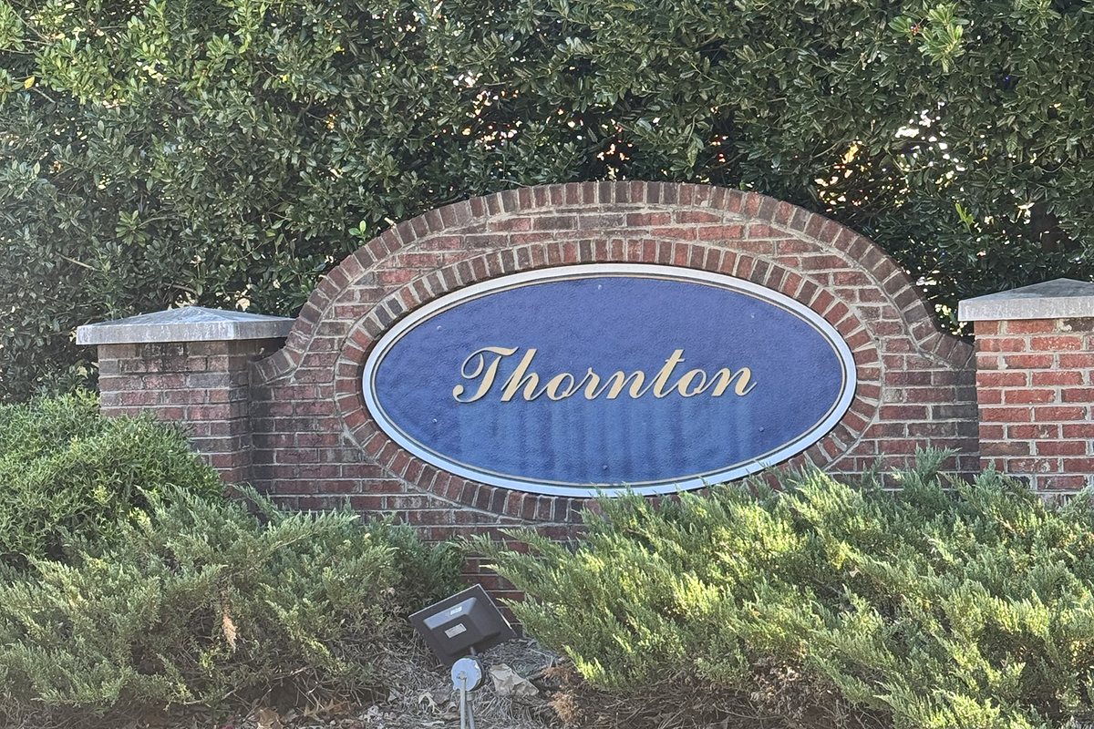 Thornton neighborhood entrance sign in Greensboro, NC