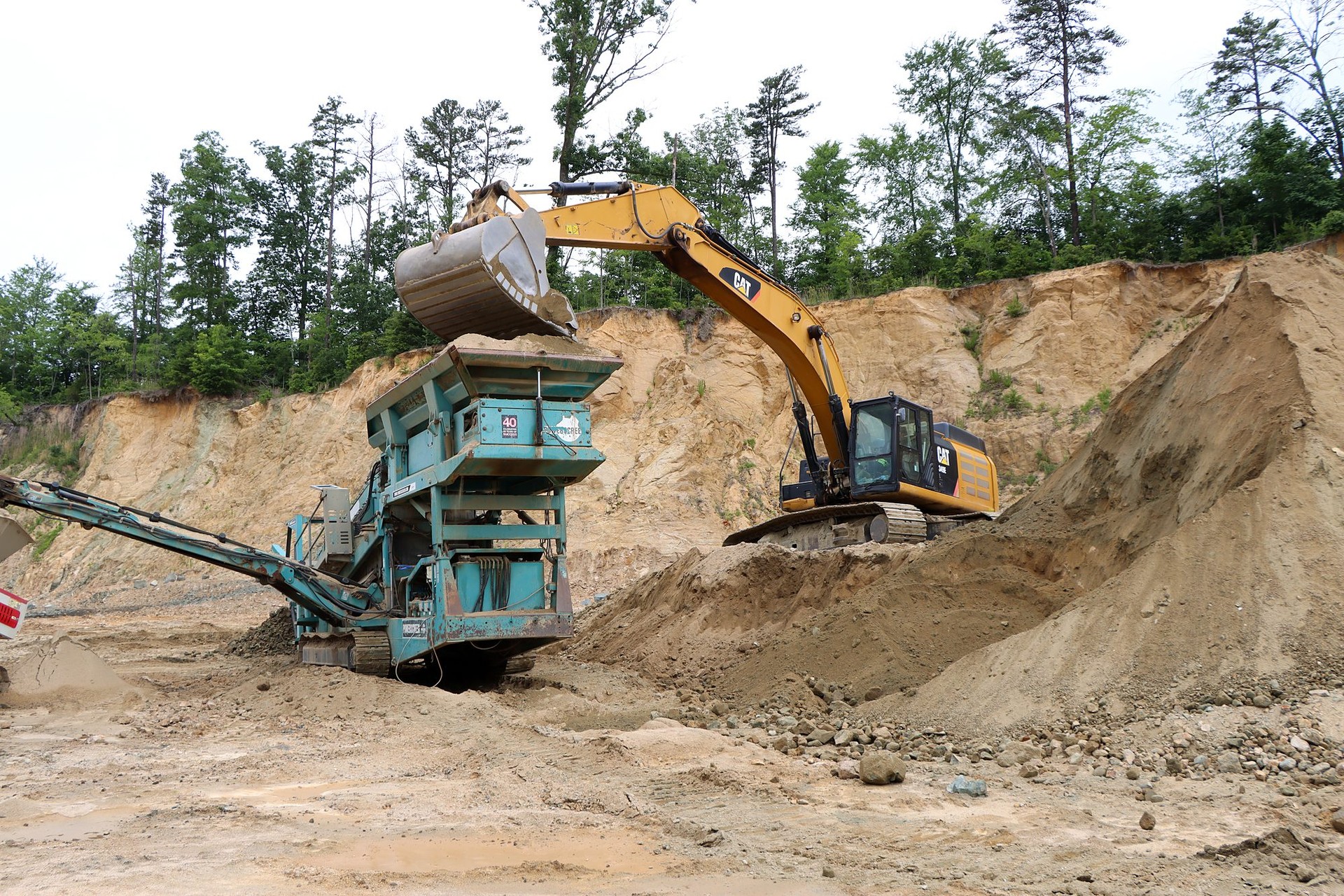 A-1 excavator loading Sandrock into a screening plant at Viewmont Sandrock Pit