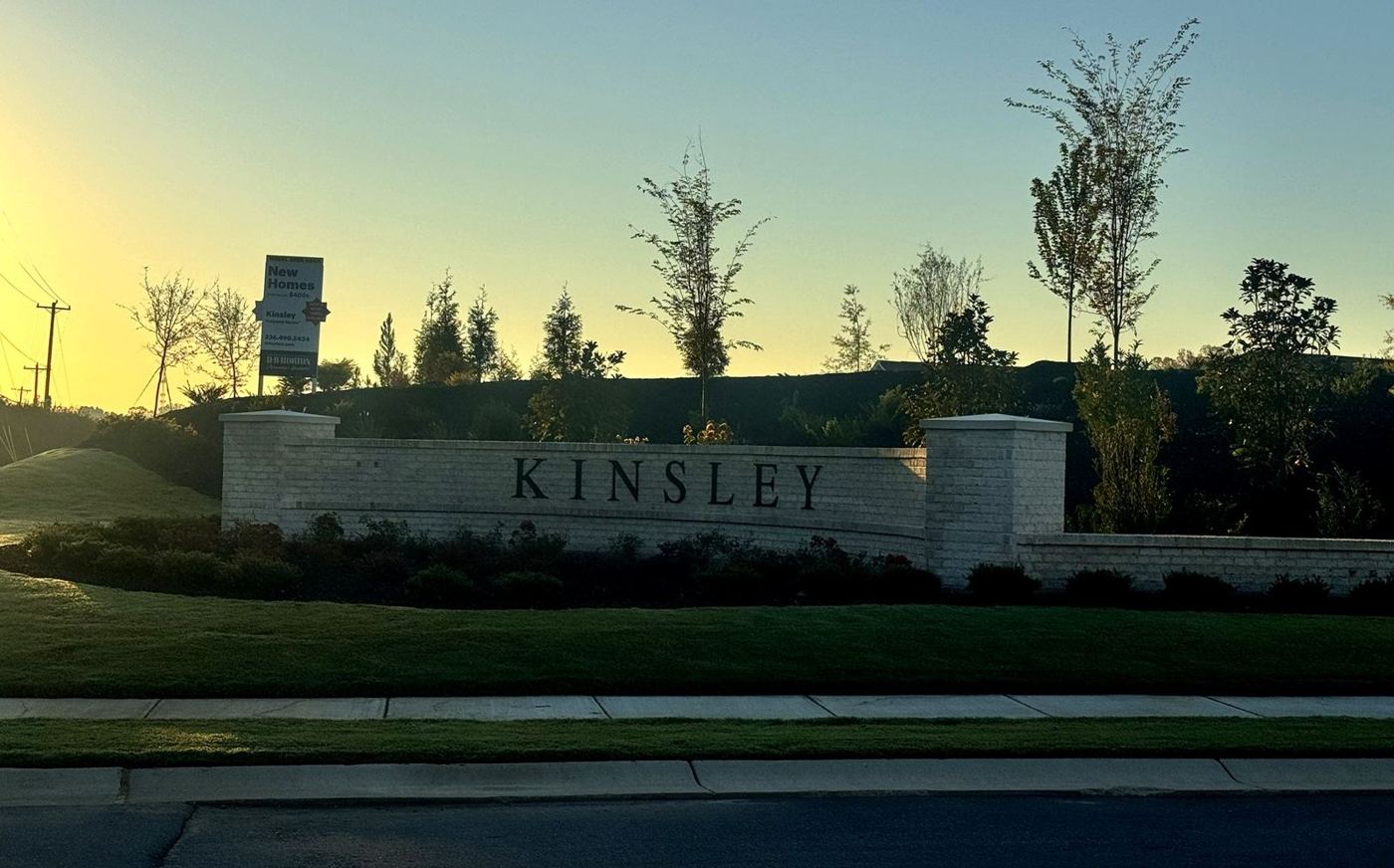 Kinsley neighborhood entrance sign in Jamestown, NC, where A-1 Service Group delivers portable toilets