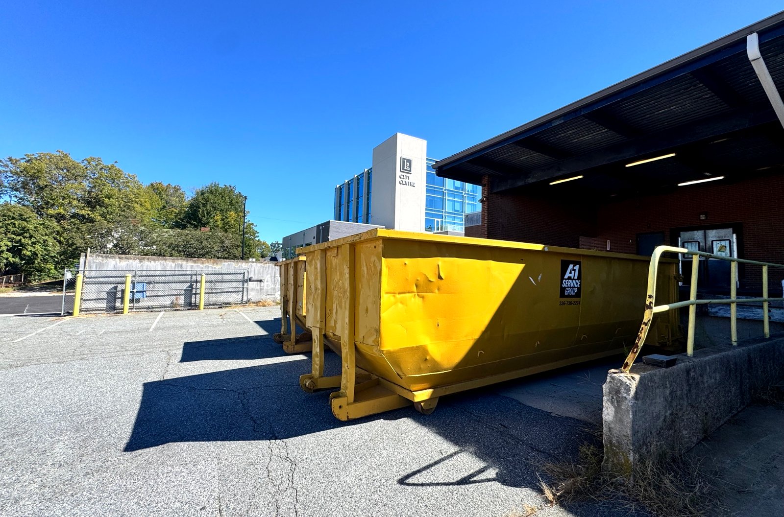A-1 30-yard roll-off dumpsters at the former Lexington post office loading dock